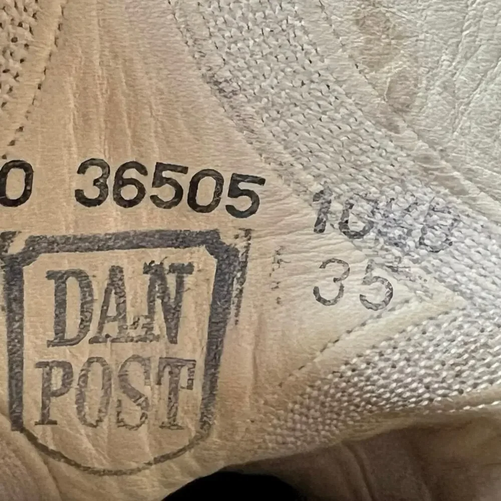 Vintage Men’s Dan Post Narrow Embossed Brown Leather Cowboy Boot Size US 10.5 B